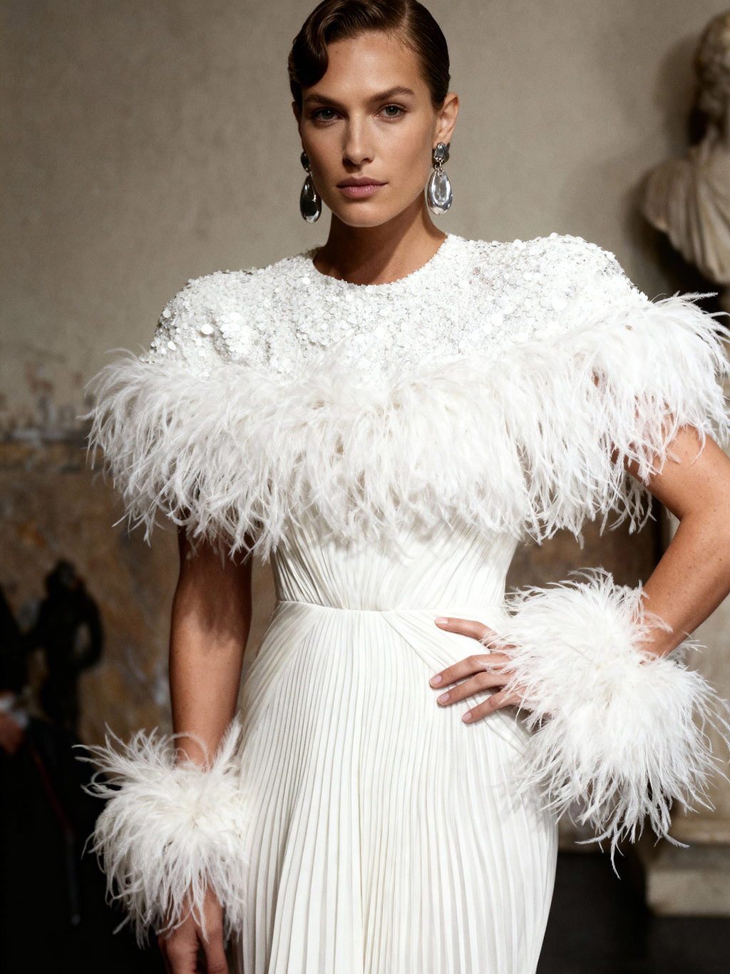 Detachable Ostrich Feather Cuffs