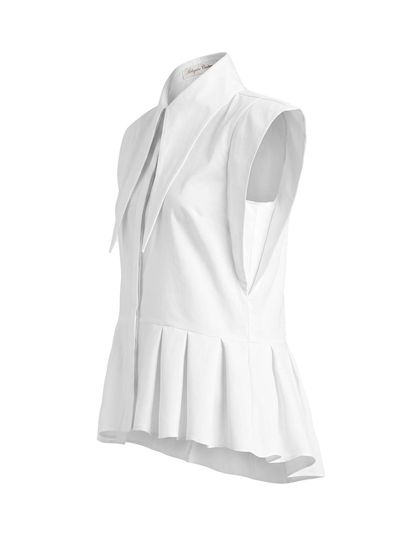 Matilda 10" Long Collar Sleeveless Shirt with Peplum