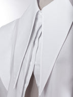 Matilda Long Tips Collar Strong Shoulder Sleeveless Shirt