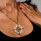 Dominique Reversible Handbeaded Lace Large Luxurious Pendant Necklace - Mologoko Couture