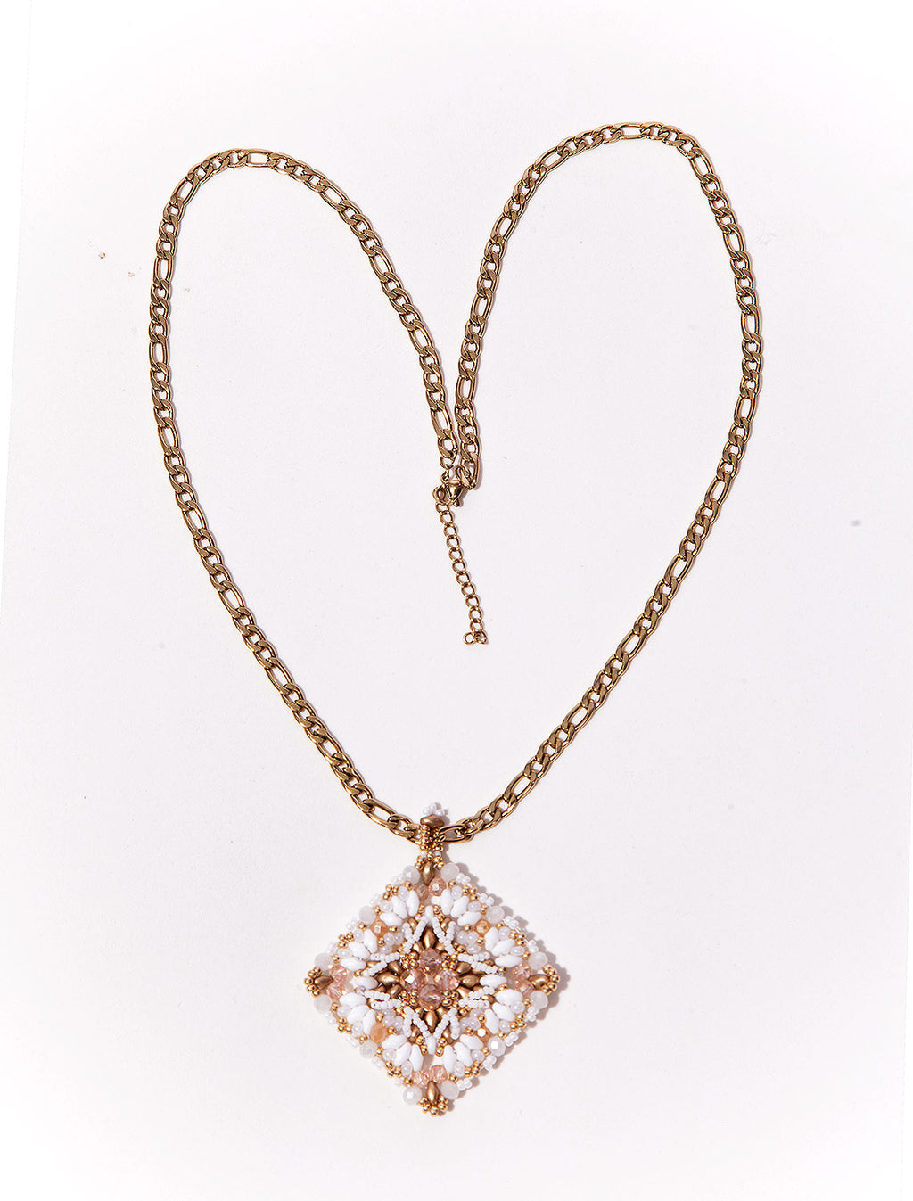 Dominique Reversible Handbeaded Lace Large Luxurious Pendant Necklace - Mologoko Couture