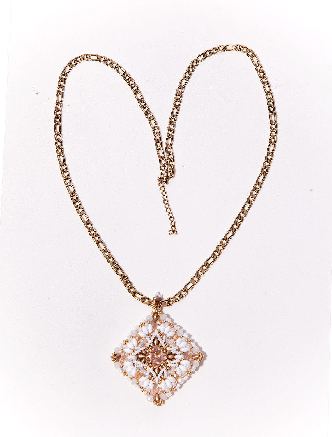 Dominique Reversible Handbeaded Lace Large Luxurious Pendant Necklace - Mologoko Couture