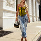 Ferrari Yellow Organic Canvas  Front Zipper Corset Bustier