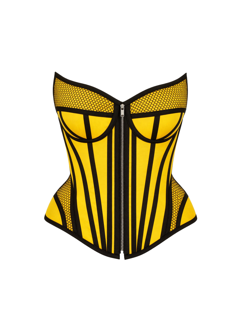 Ferrari Yellow Organic Canvas  Front Zipper Corset Bustier