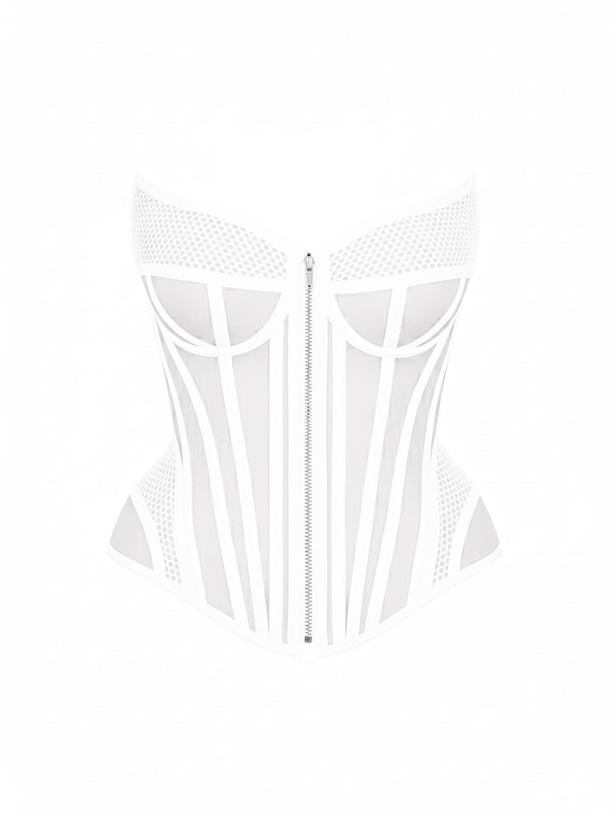 Ferrari Yellow Organic Canvas  Front Zipper Corset Bustier