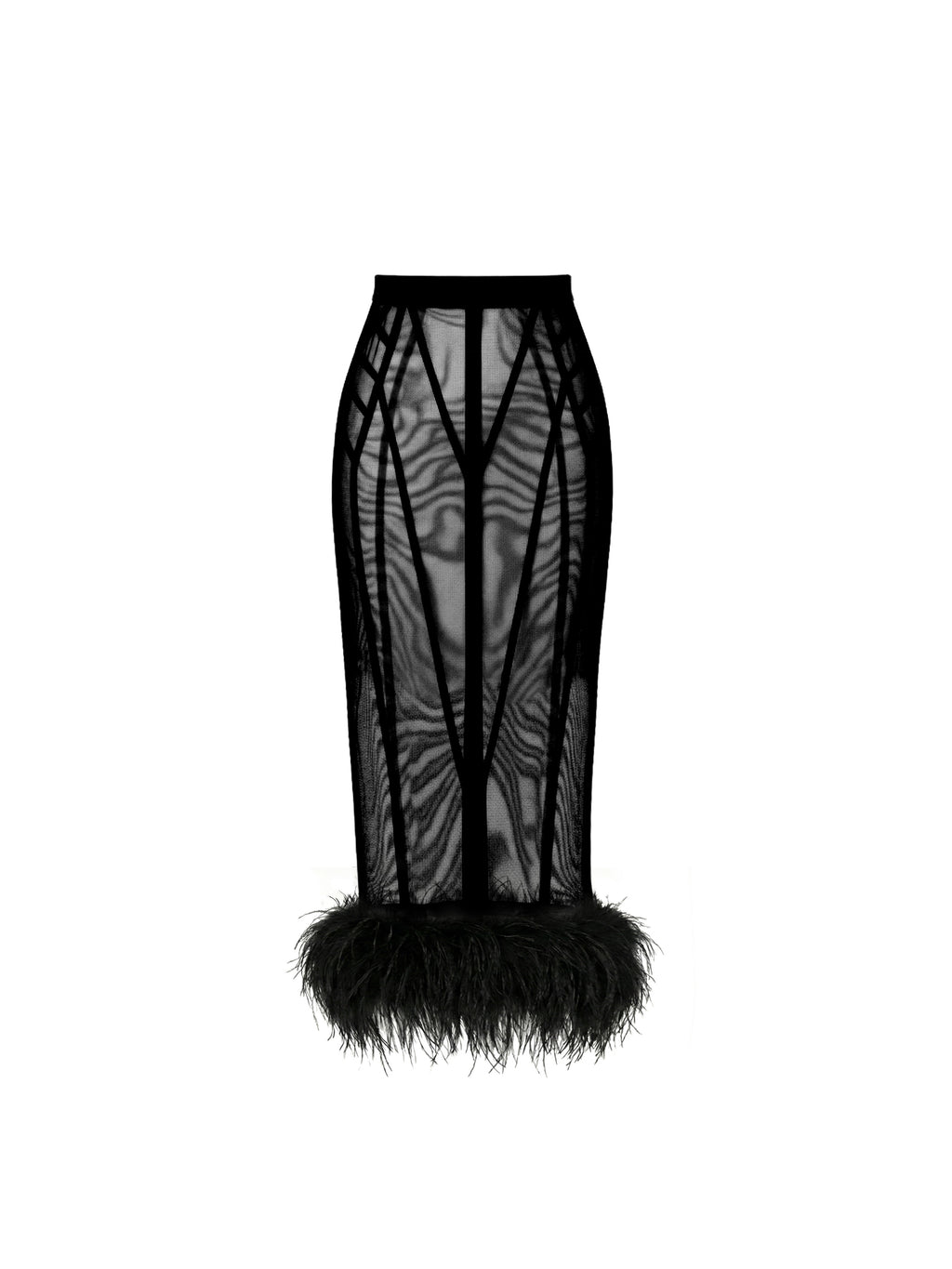 Chapel Window Midi Organza and Feathers Skirt