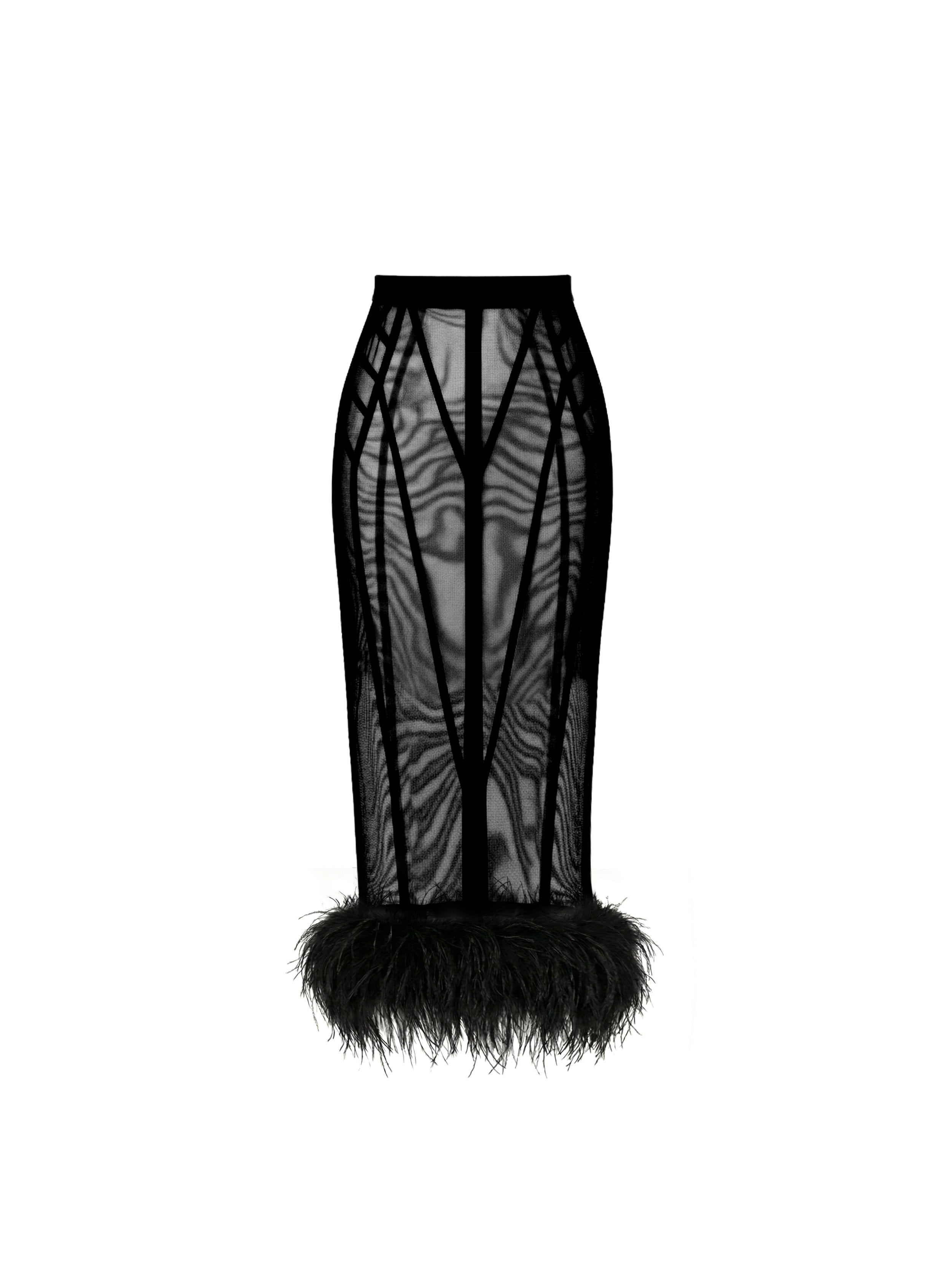 Chapel Window Midi Organza and Feathers Skirt