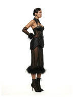 Chapel Window Midi Organza and Feathers Skirt