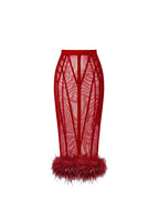 Chapel Window Midi Organza and Feathers Skirt