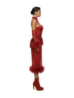 Chapel Window Midi Organza and Feathers Skirt