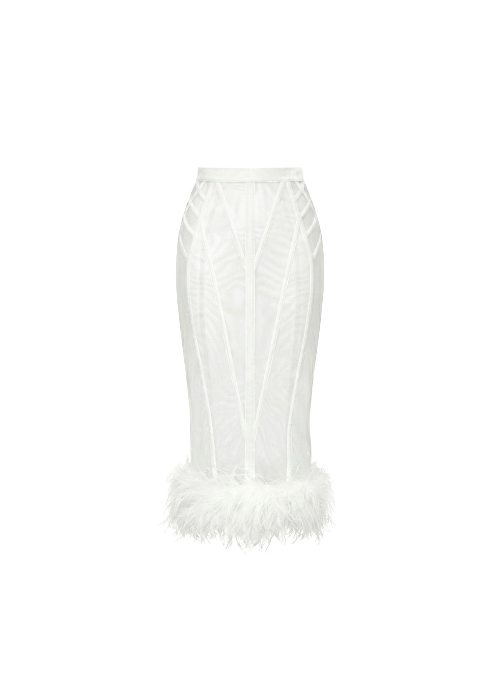 Chapel Window Midi Organza and Feathers Skirt
