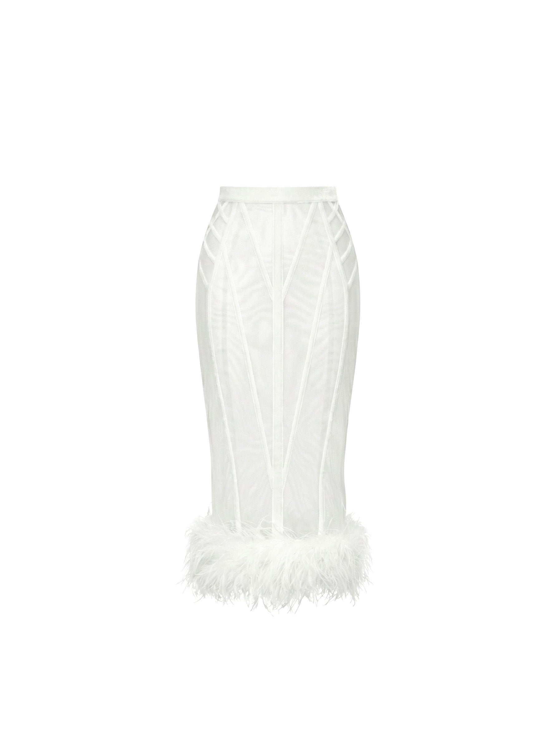 Chapel Window Midi Organza and Feathers Skirt