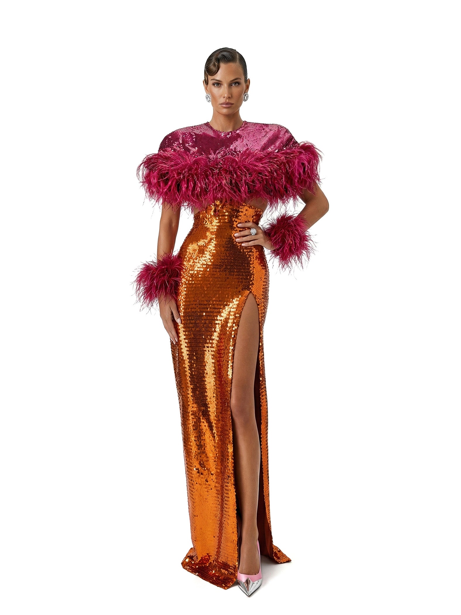 Detachable Ostrich Feather Cuffs