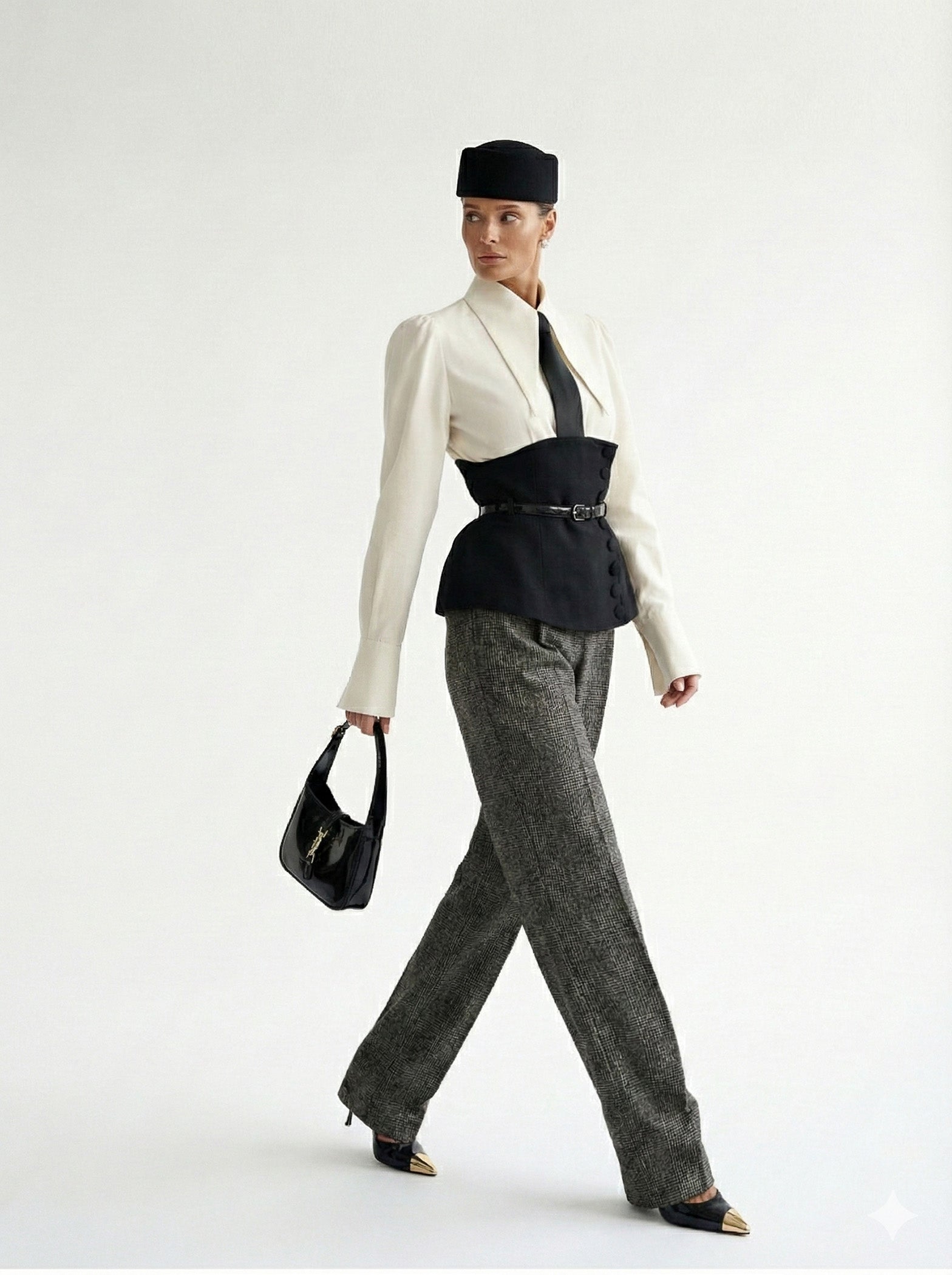 Georgette Denim Corseted Belt Busk