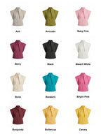 Matilda 11" Long Collar Strong Shoulder Sleeveless Shirt