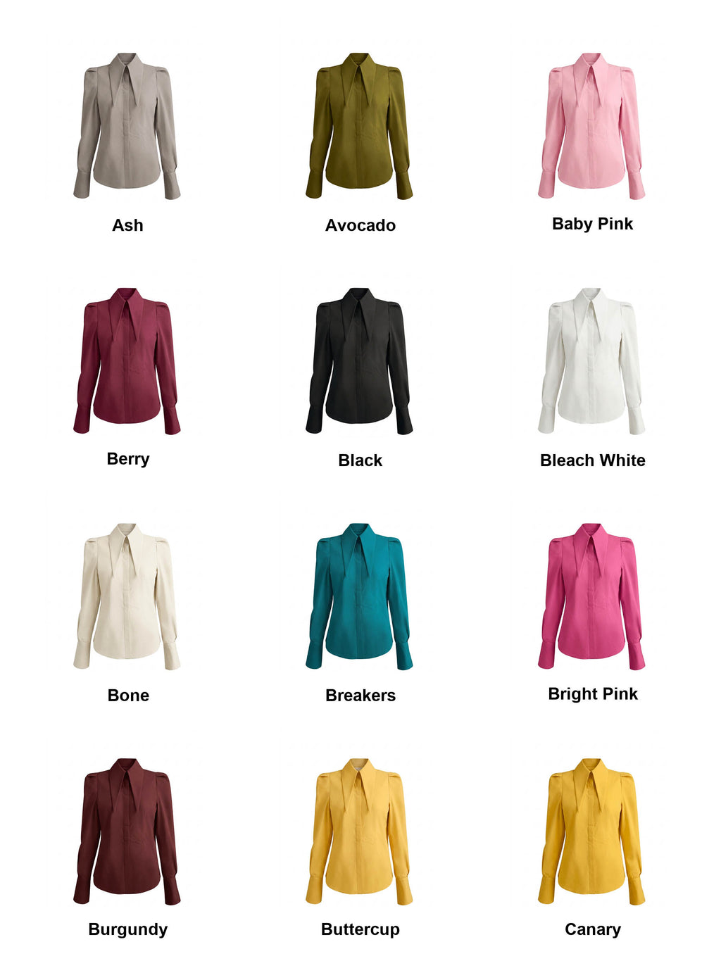 Victoria Large Collar Long Sleeves Fitted Shirt