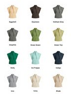 Matilda 11" Long Collar Strong Shoulder Sleeveless Shirt