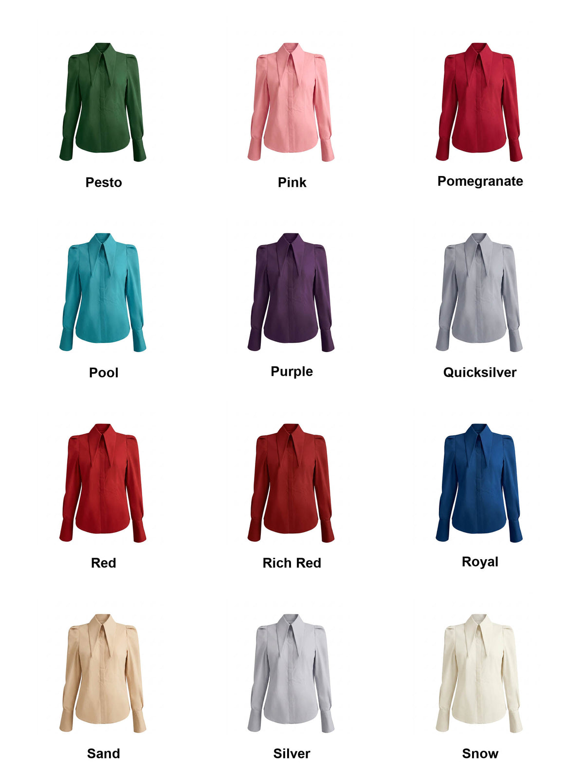 Victoria Large Collar Long Sleeves Fitted Shirt