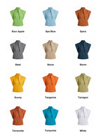 Matilda 11" Long Collar Strong Shoulder Sleeveless Shirt