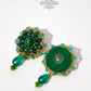 Emerald Green and Gold Hand Beaded Stud Earrings - Mologoko Couture
