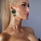Emerald Green and Gold Hand Beaded Stud Earrings - Mologoko Couture