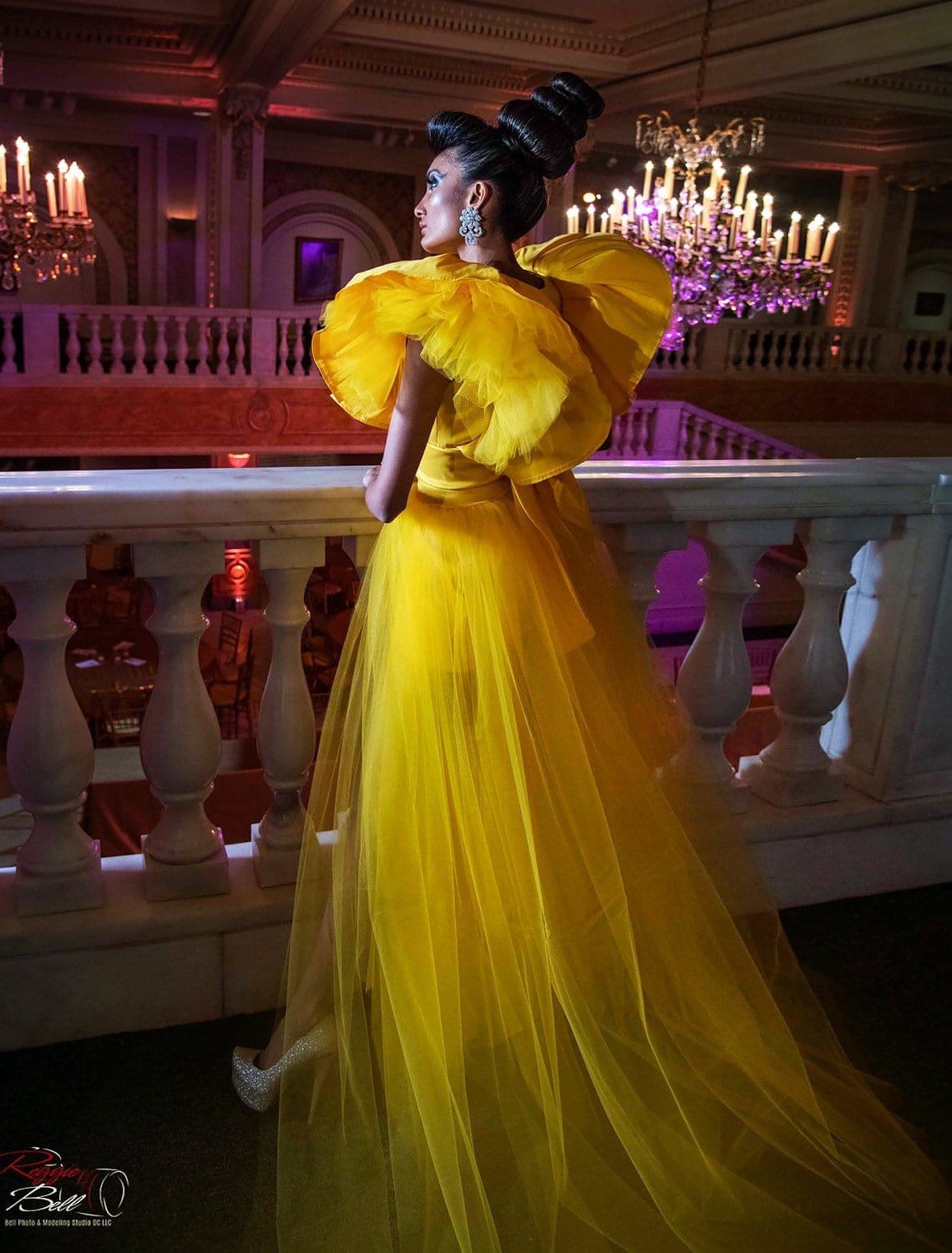 Jasmine Yellow Red Carpet Gown with Detachable Skirt