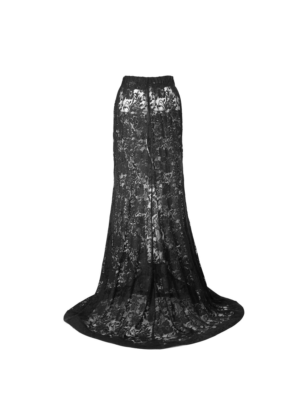 Basic Evening Lace Semi Sheer Mermaid Style Maxi Skirt