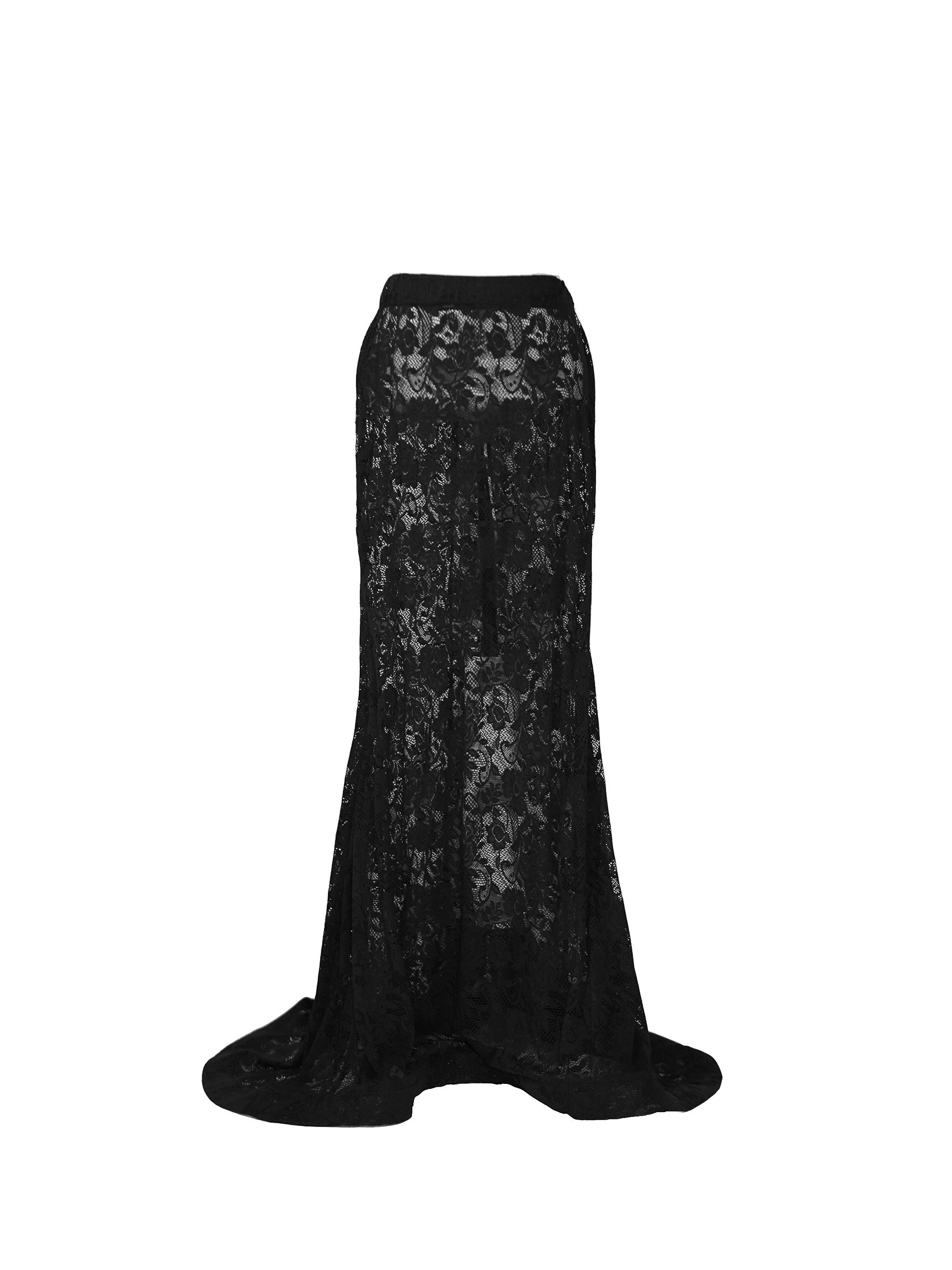 Basic Evening Lace Semi Sheer Mermaid Style Maxi Skirt
