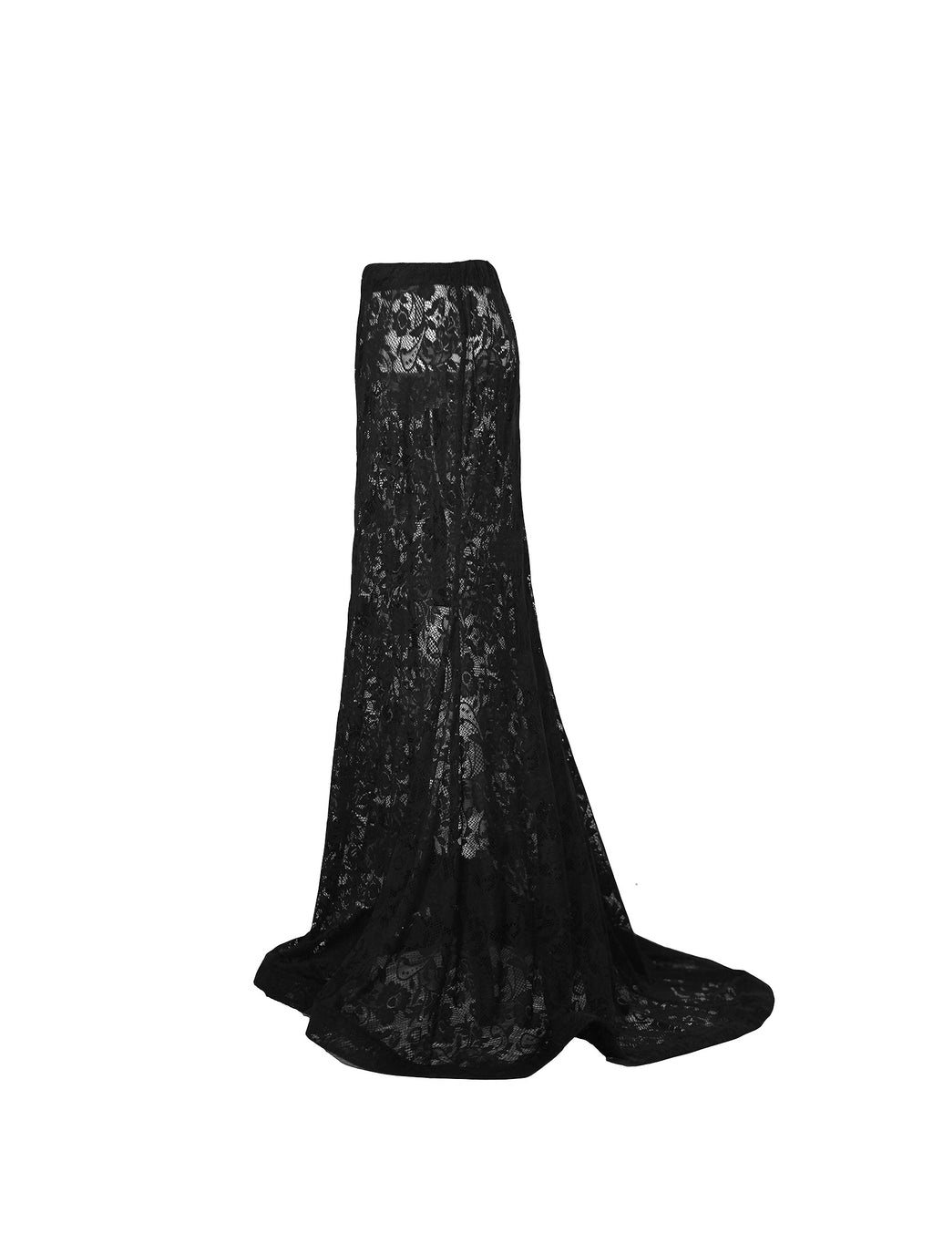Basic Evening Lace Semi Sheer Mermaid Style Maxi Skirt