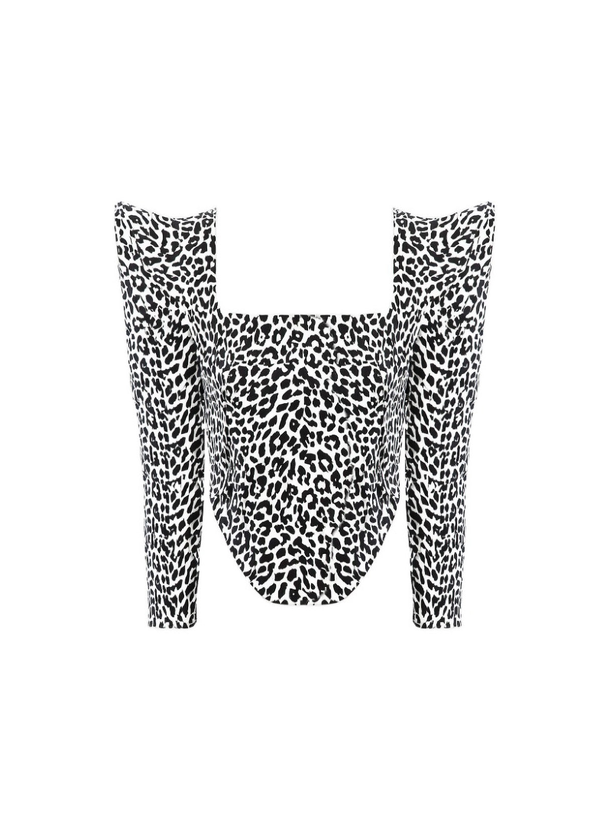 Stretch Cotton Twill Corseted Top with Long Sleeves