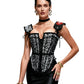 Leopard Twill Cotton Front Lacing Corset