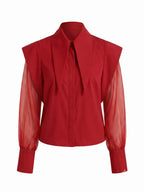 Blanca Long Collar Organza Sleeves Shirt