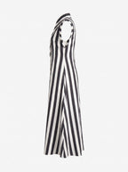 Matilda X 16" Long Collar Striped Sleeveless Dress