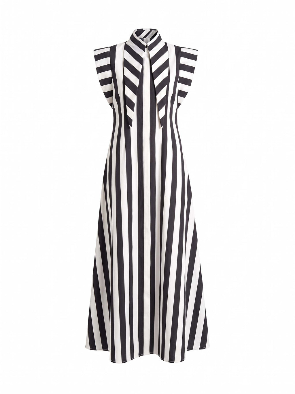 Matilda X 16" Long Collar Striped Sleeveless Dress