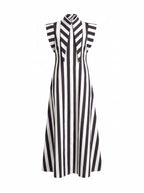 Matilda X 16" Long Collar Striped Sleeveless Dress
