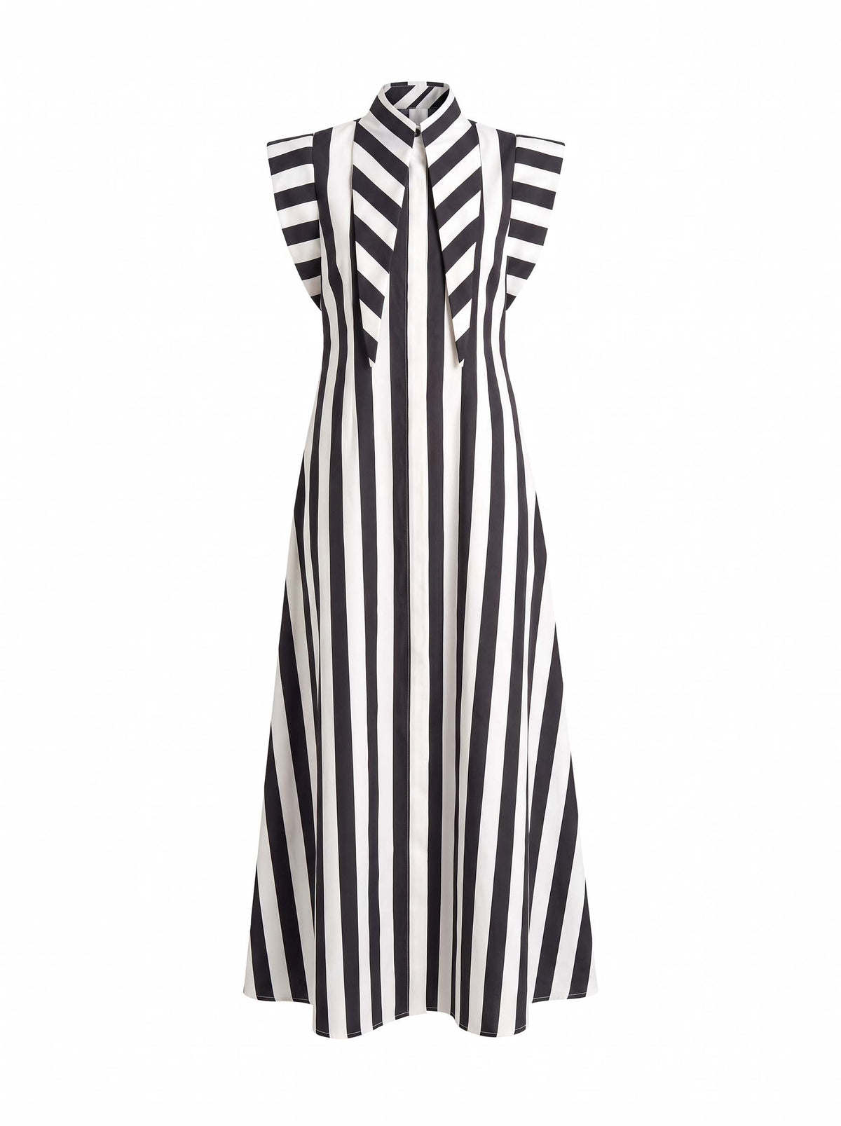 Matilda X 16" Long Collar Striped Sleeveless Dress