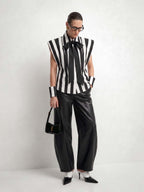 Matilda 16-inch Long Collar Striped Sleeveless Shirt, view 6
