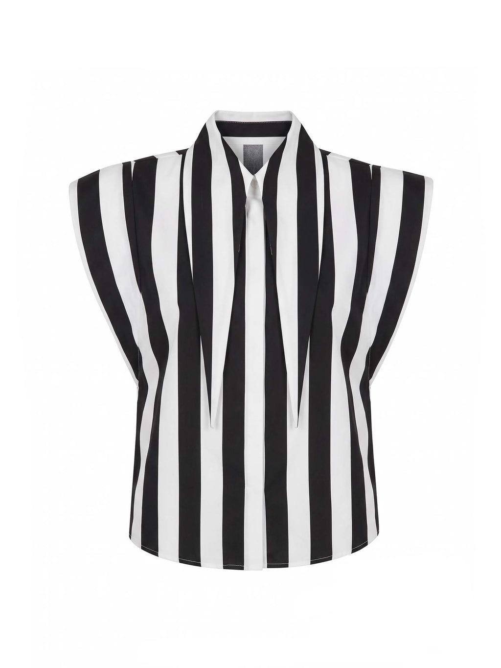Matilda 16-inch Long Collar Striped Sleeveless Shirt, front view