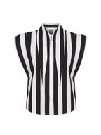Matilda 16-inch Long Collar Striped Sleeveless Shirt, front view