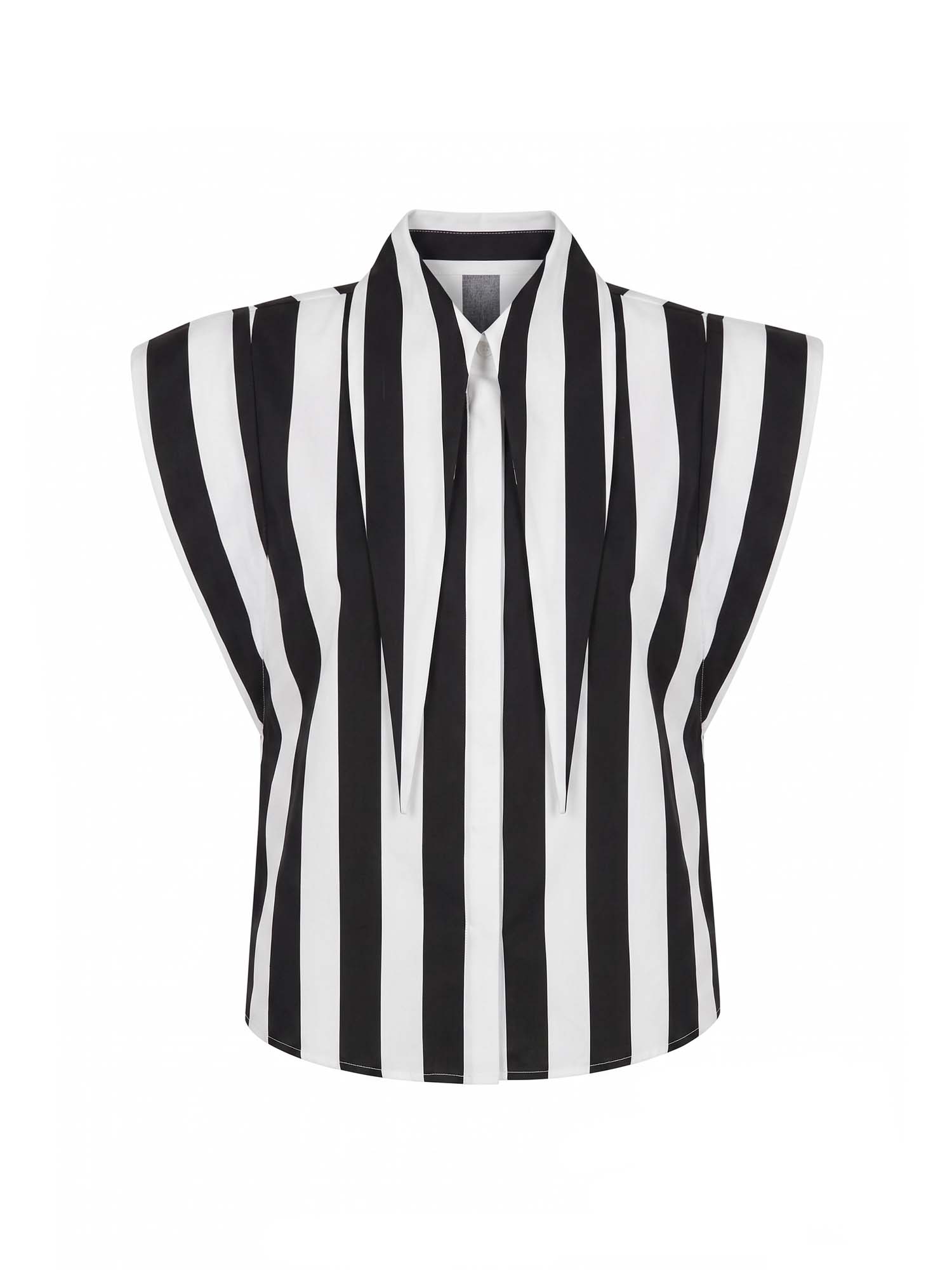 Matilda 16" Long Collar Stripped Sleeveless Shirt