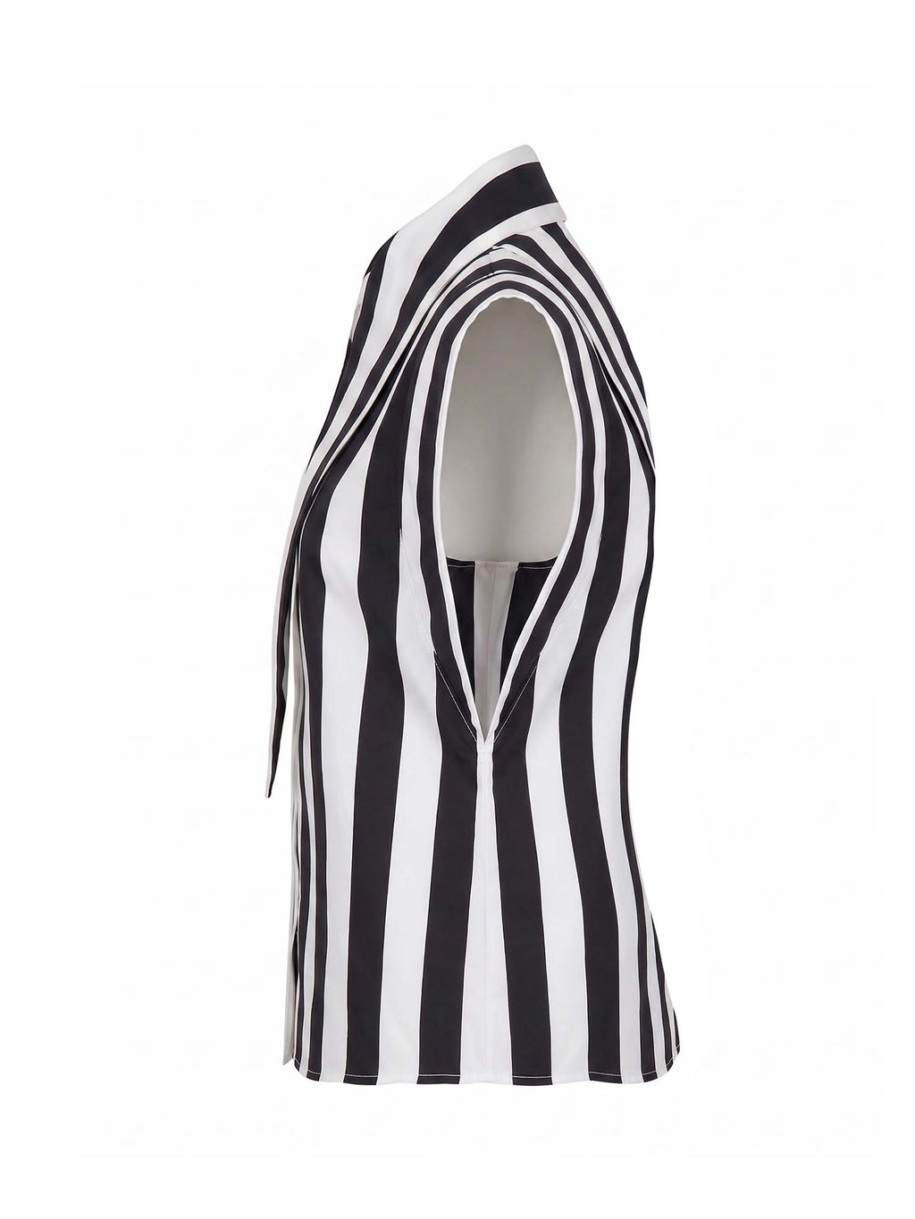 Matilda 16-inch Long Collar Striped Sleeveless Shirt, side view