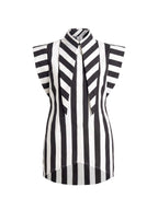 Matilda X 16" Long Collar Stripped Sleeveless Shirt Dress