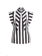 Matilda X 16" Long Collar Striped Sleeveless Shirt