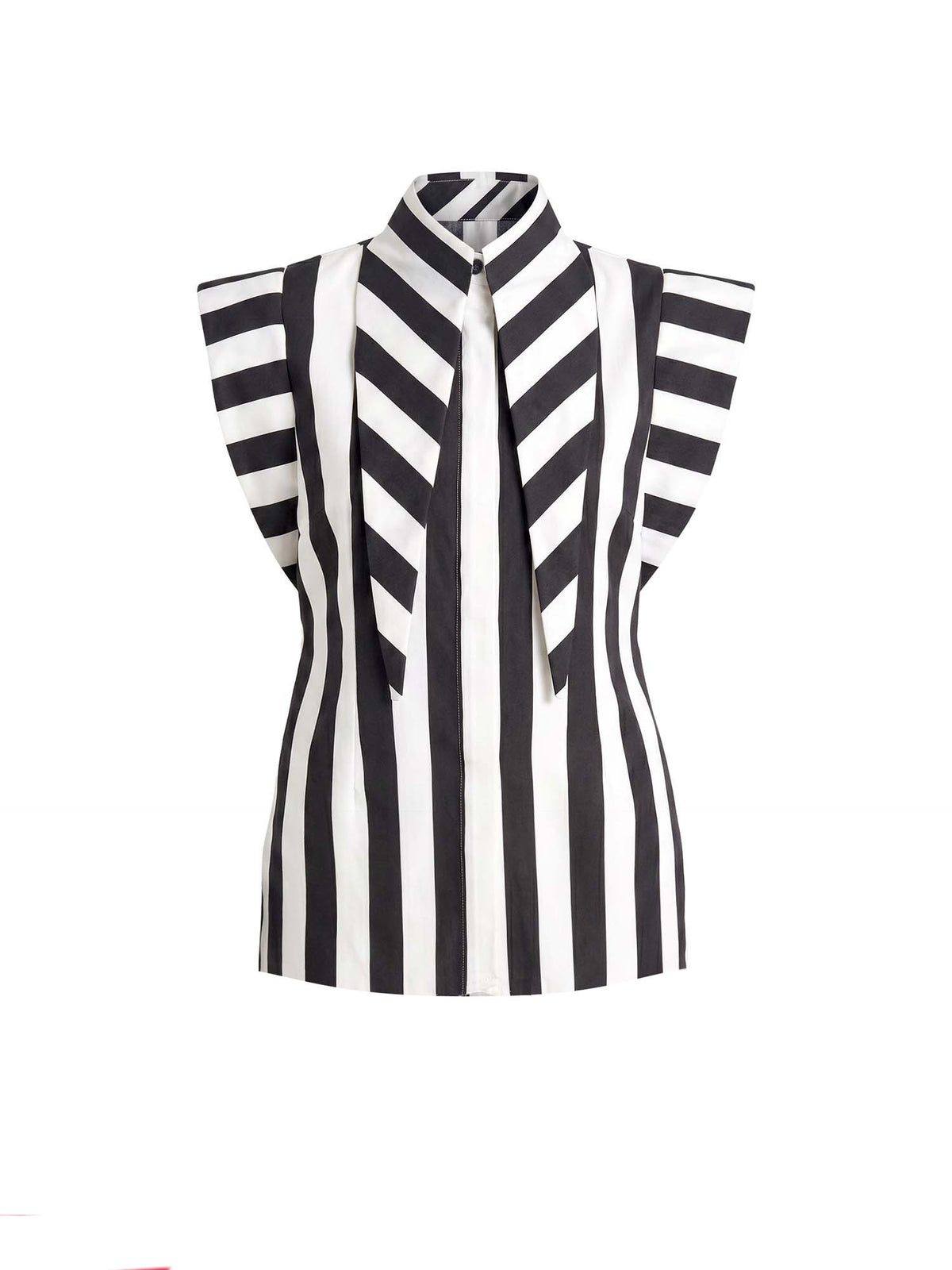 Matilda X 16" Long Collar Striped Sleeveless Shirt