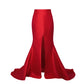Basic Evening Mermaid Style Front Slit Taffeta Skirt