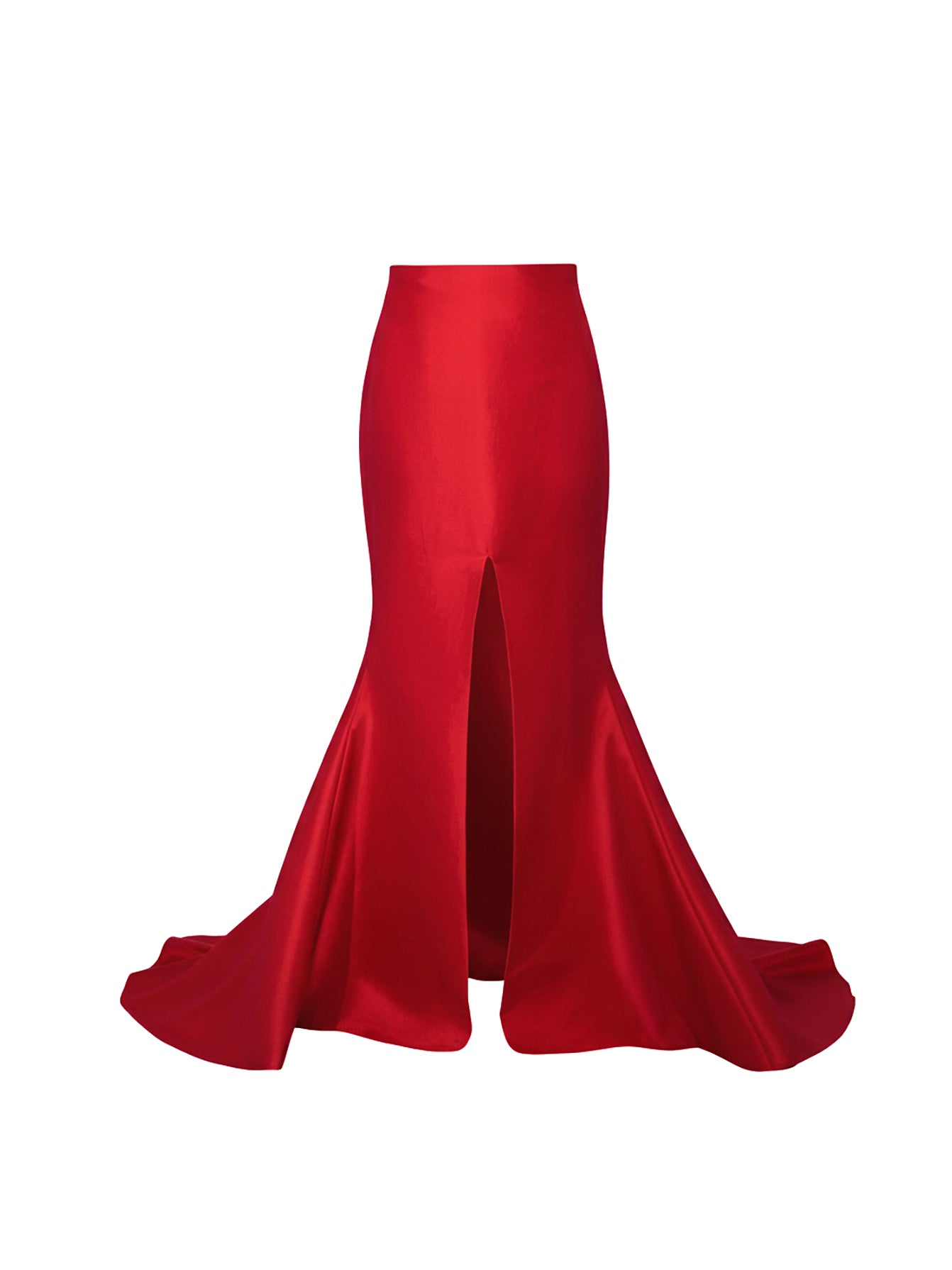 Basic Evening Mermaid Style Front Slit Taffeta Skirt