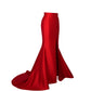 Basic Evening Mermaid Style Front Slit Taffeta Skirt