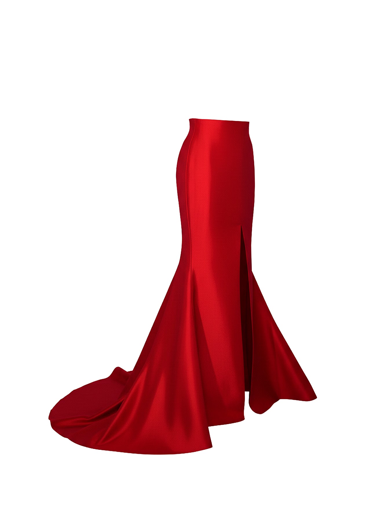 Basic Evening Mermaid Style Front Slit Taffeta Skirt