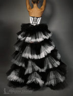 The Chapel Window Tulle Black and White Overskirt - Mologoko Couture