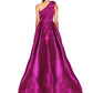 Viviana Raspberry 3D Floral One-Shoulder Ballgown